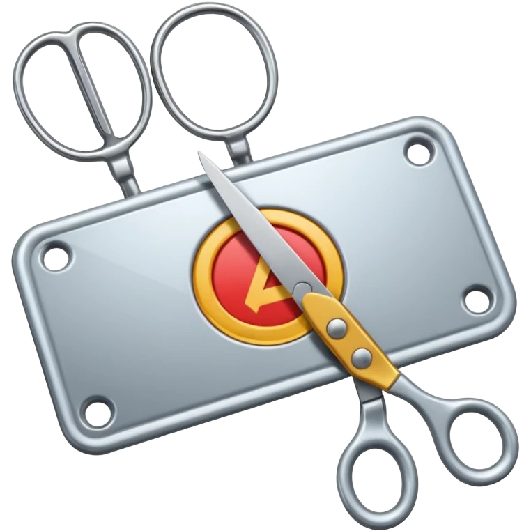 un restangulo con el simbolo de reproducir en el medio y una tijera a un lado emoji