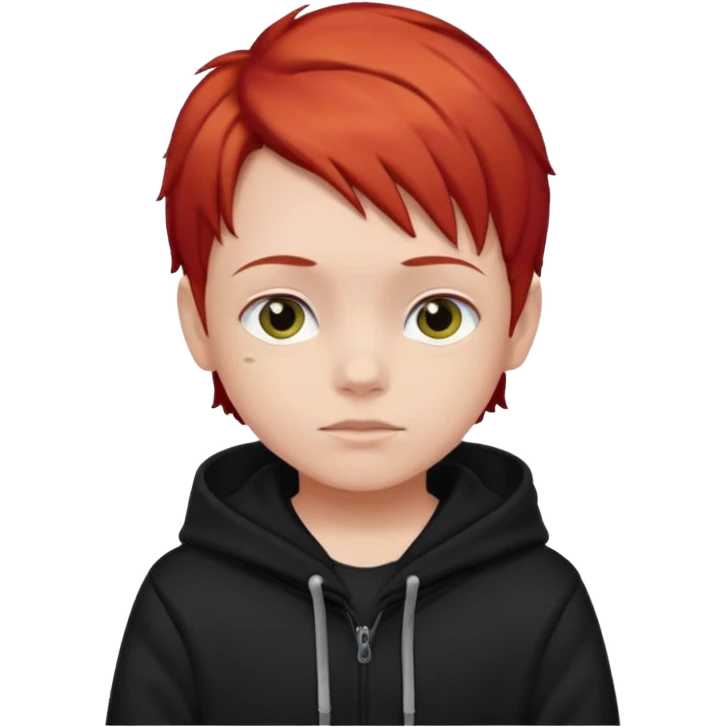child with red hair and black hoodie emoji