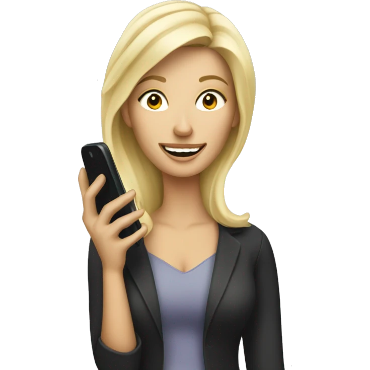 Blonde woman calling on cell phone emoji