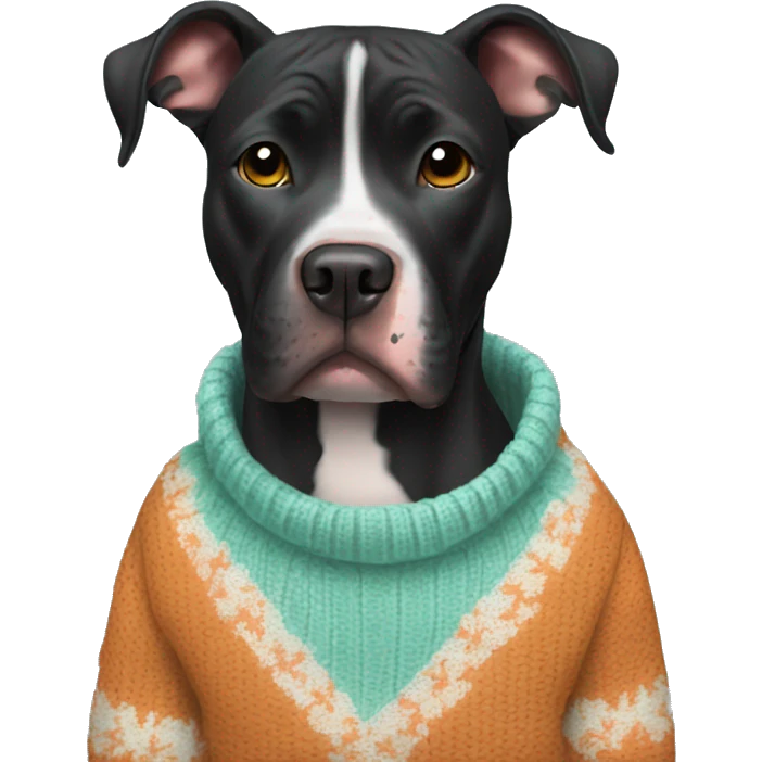 black pitbull in sweater emoji