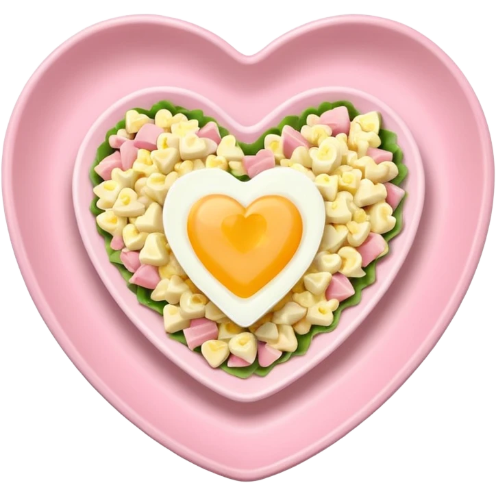 egg salad in a light pink heart shaped plate emoji