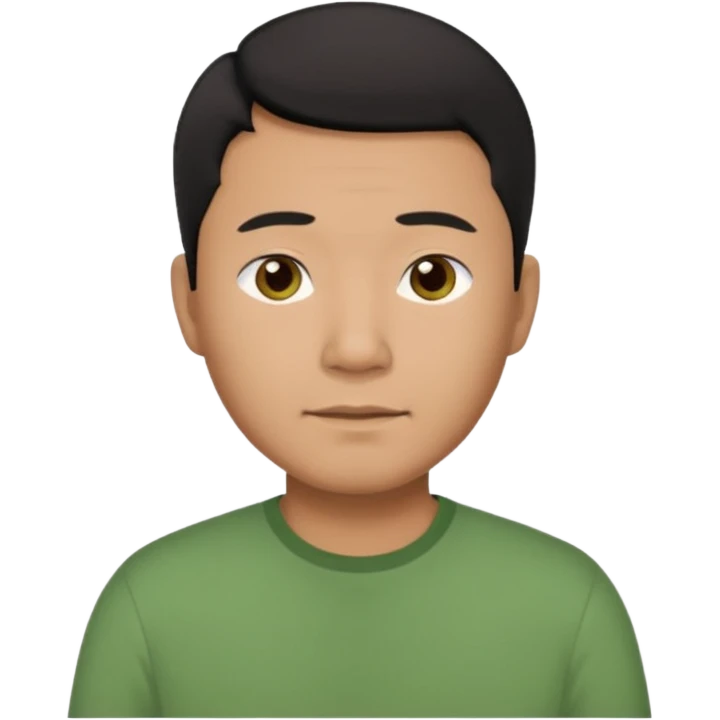 asian father man black short hair green shirt emoji