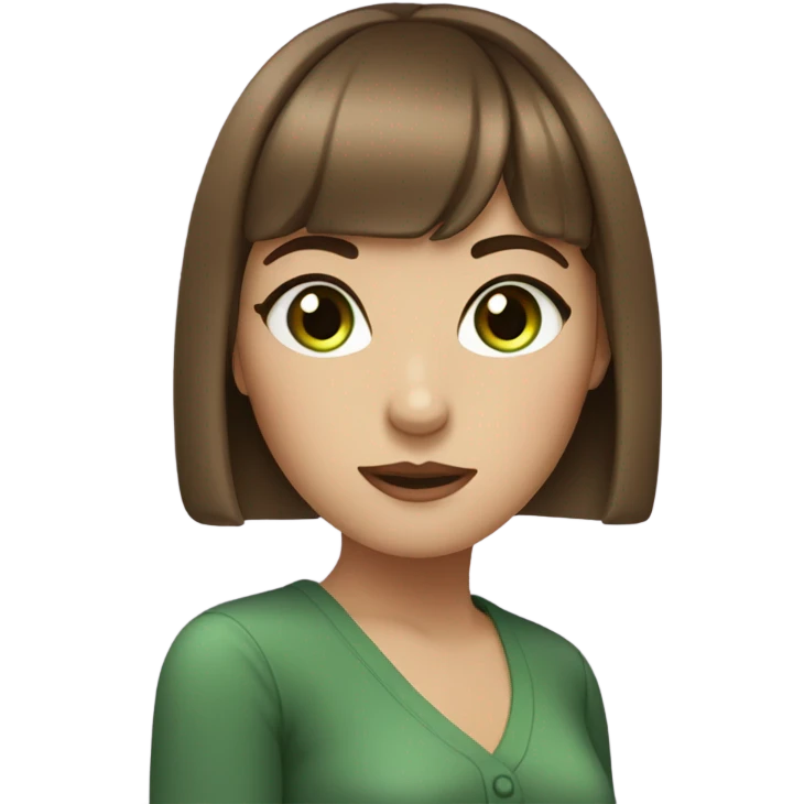Woman Brown hair with bangs and green Eyes - in a cute pose emoji