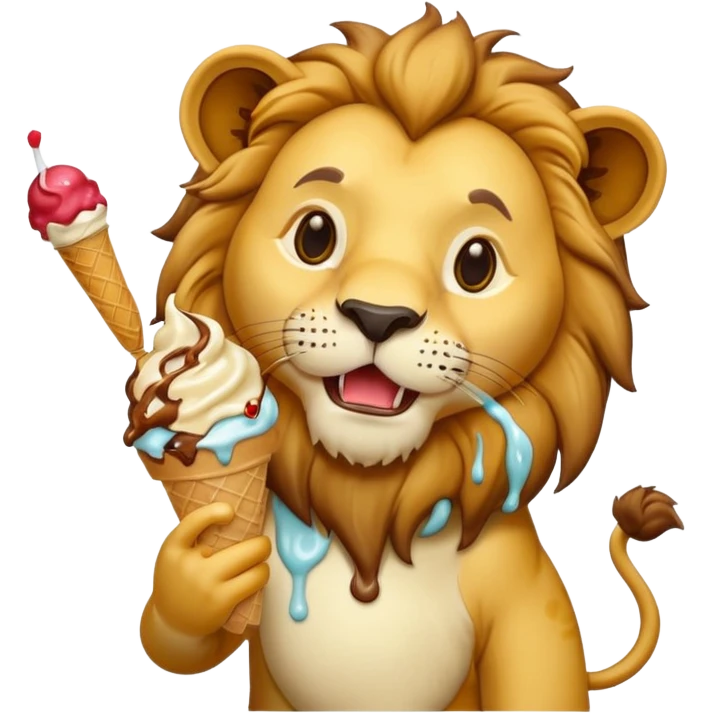lion eating ice cream emoji