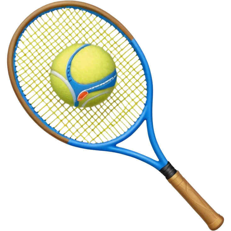 A blue tennis racket with a tennis ball next to it emoji