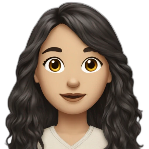 hyperrealist caucasian girl black long hair with brown english setter dog emoji
