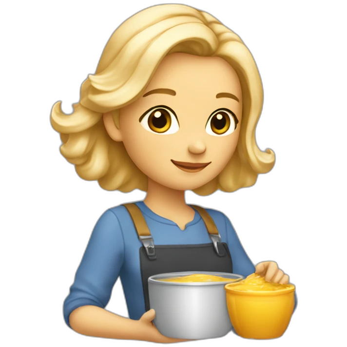 une personne blonde avec de la poussière dans les cheveux et un pot de miel dans la main emoji