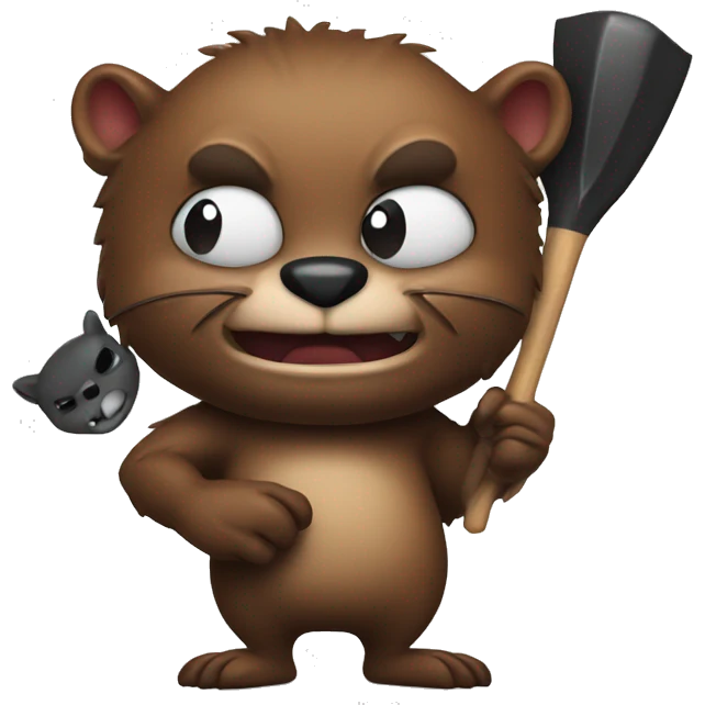 An evil beaver with a bat in his hands emoji