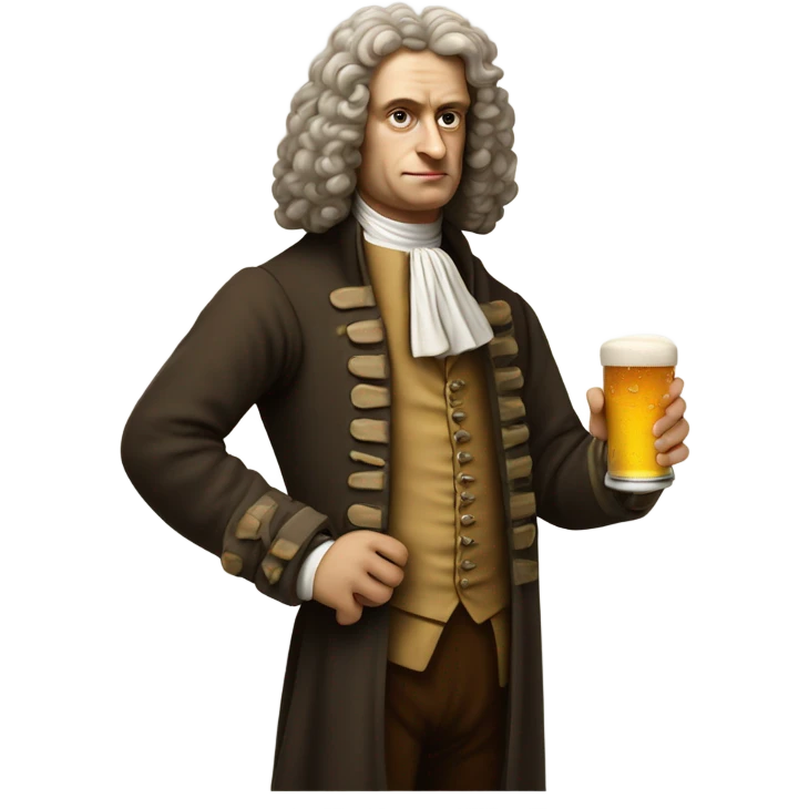 Isaac newton drinking a beer emoji