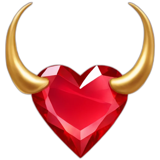 Red heart diamond with gold horns emoji