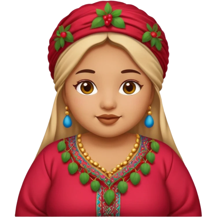Cute emoji female chubby with a berry she is tan and moroccan  emoji