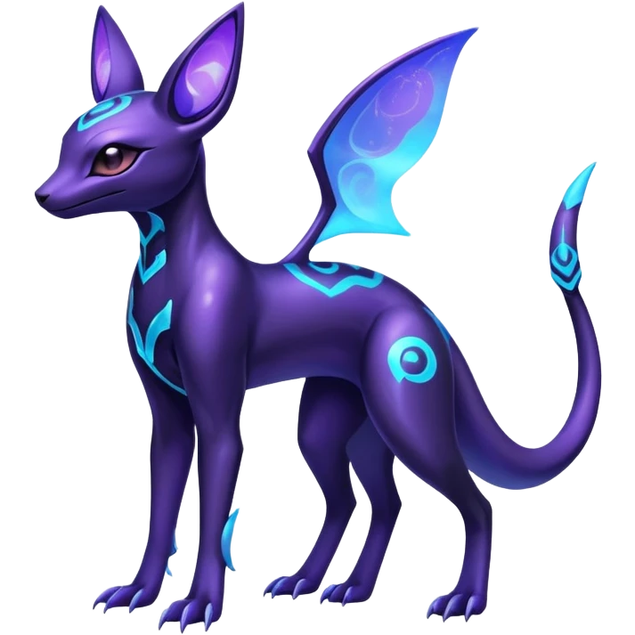 Shiny Ethereal Celestial Futuristic Salandit-Umbreon-Espeon-Hybrid (Full body) emoji