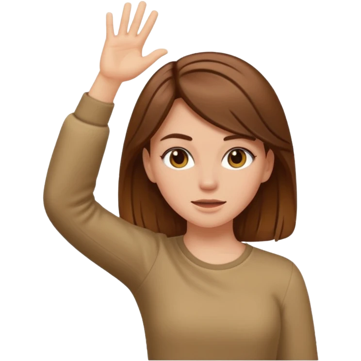 white girl with brown hair that’s down dabbing emoji