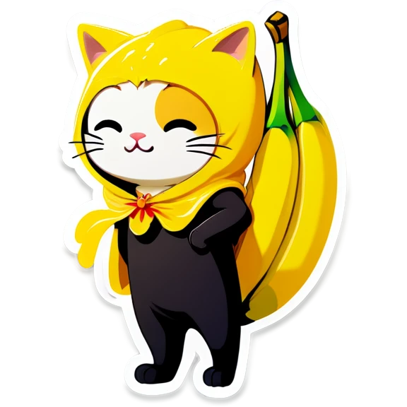 Crying cat in a banana costume  emoji
