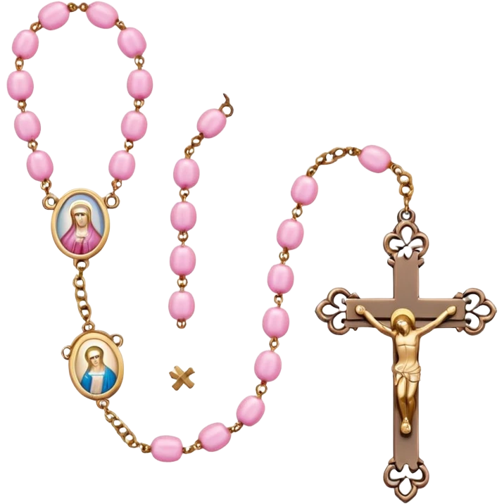 make catholic rosary with very girly pink tones. emoji