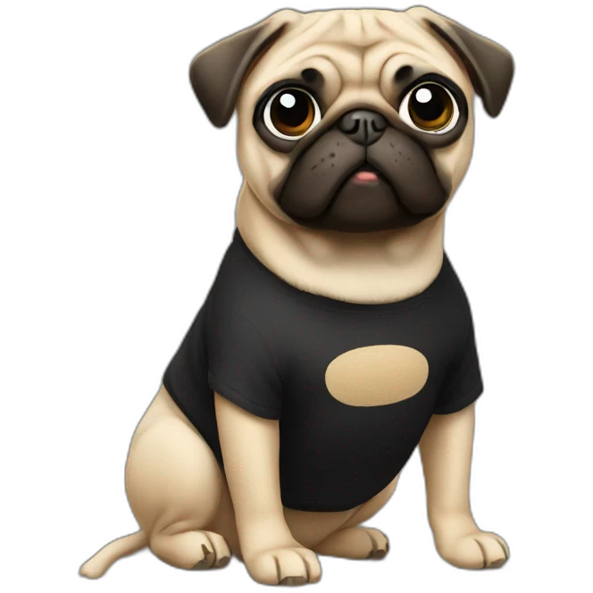 pug wearing a black t-shirt emoji