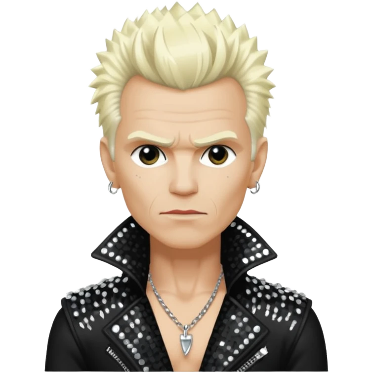 Billy Idol with white blonde hair, black sequin outfit  emoji