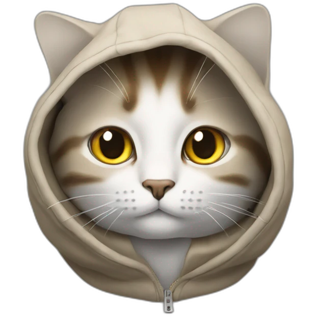un chat avec une capuche emoji