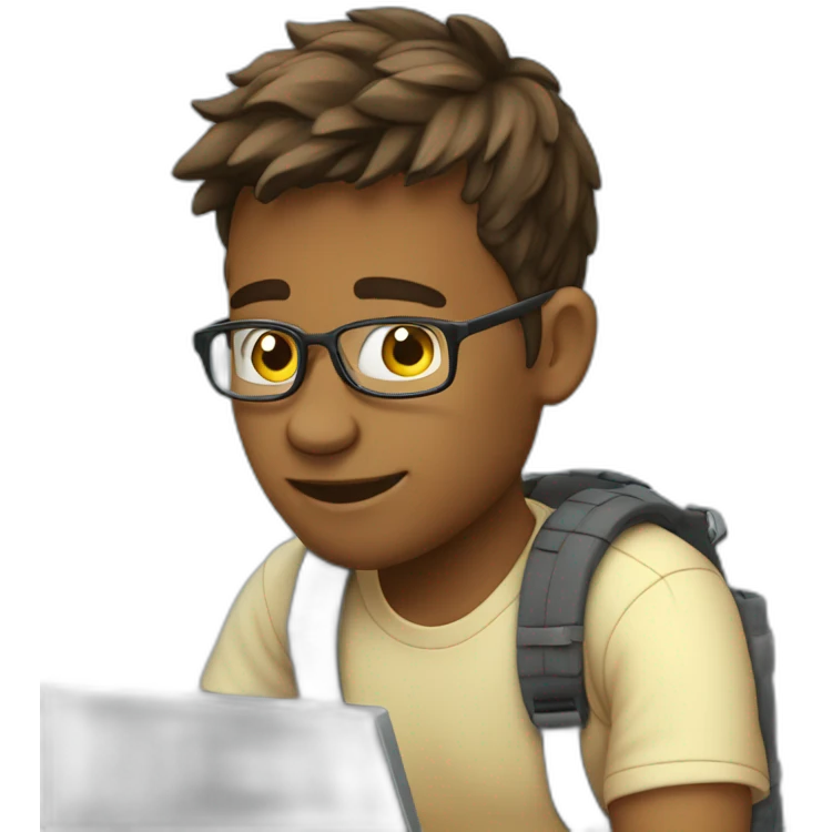 Cute programmer on his laptop emoji