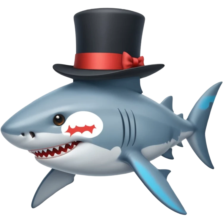Shark with a top hat emoji