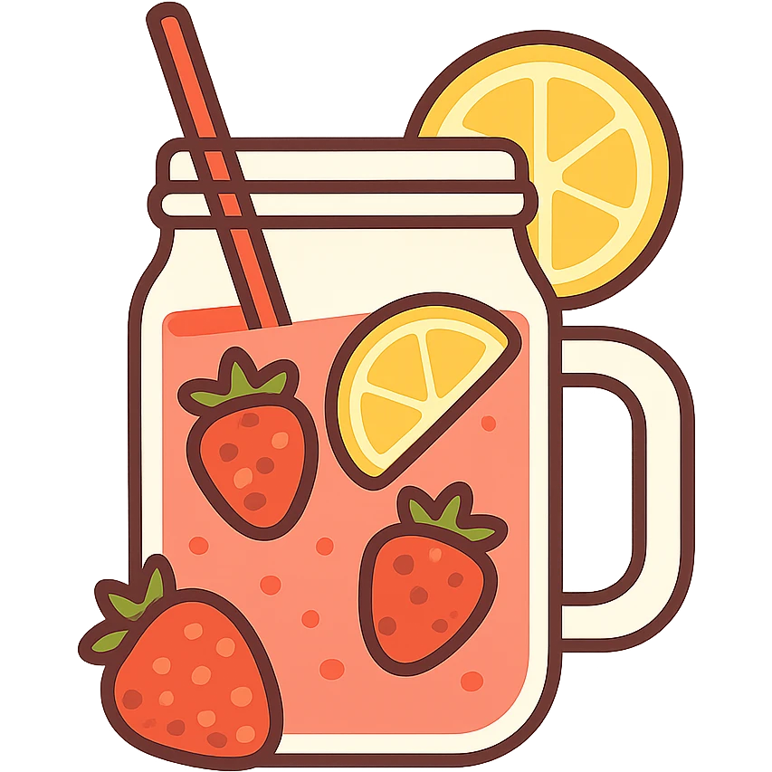 flat toon strawberry lemonade emoji