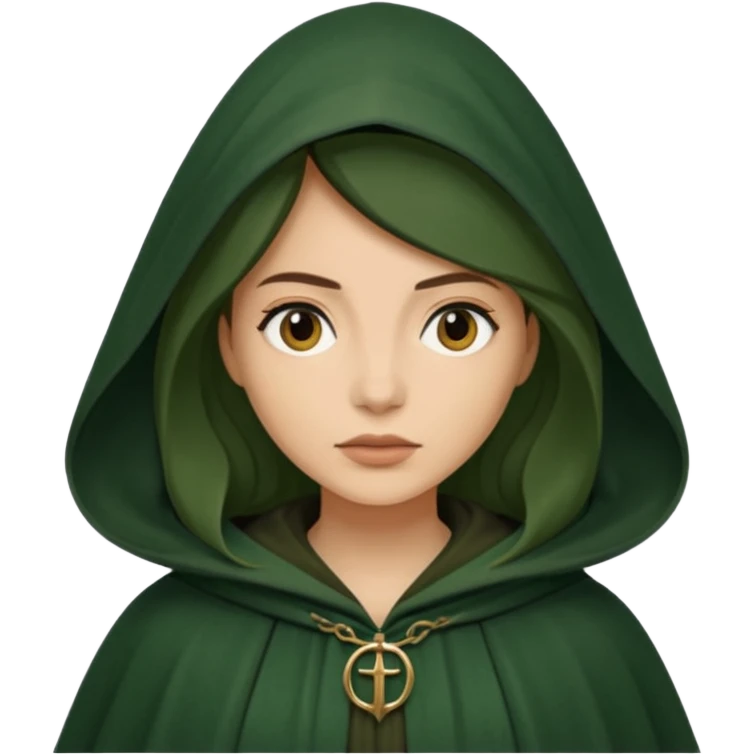 woman waring dark green cloak like in the traitors tv show emoji