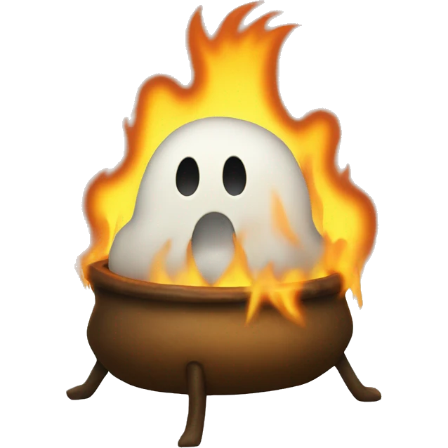 Ghosts roast man in bonfire emoji