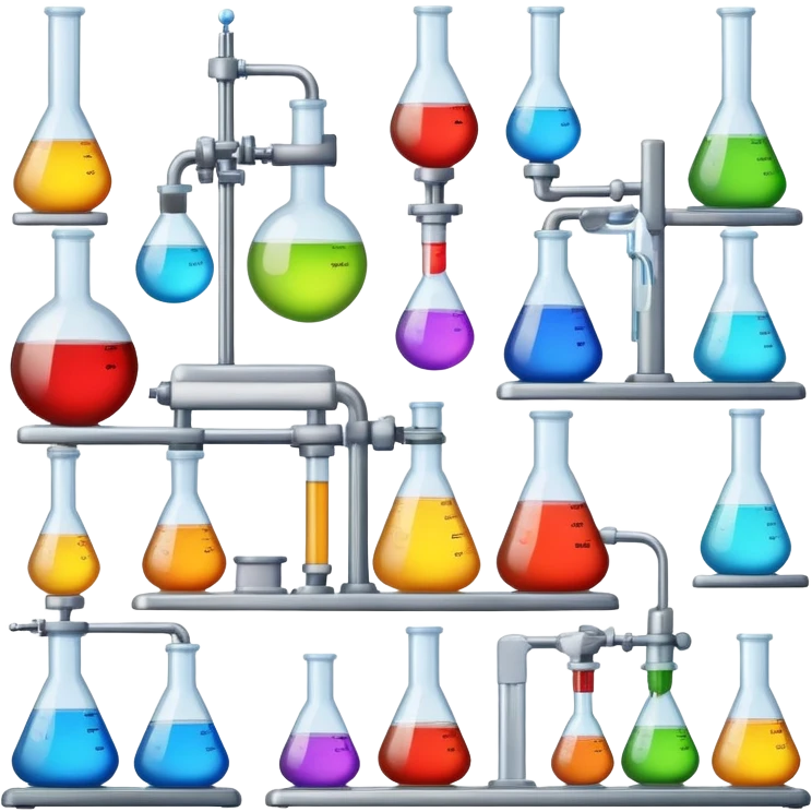 a collage of lab apparatus in IOS 18 emojis. each separated not attached. emoji