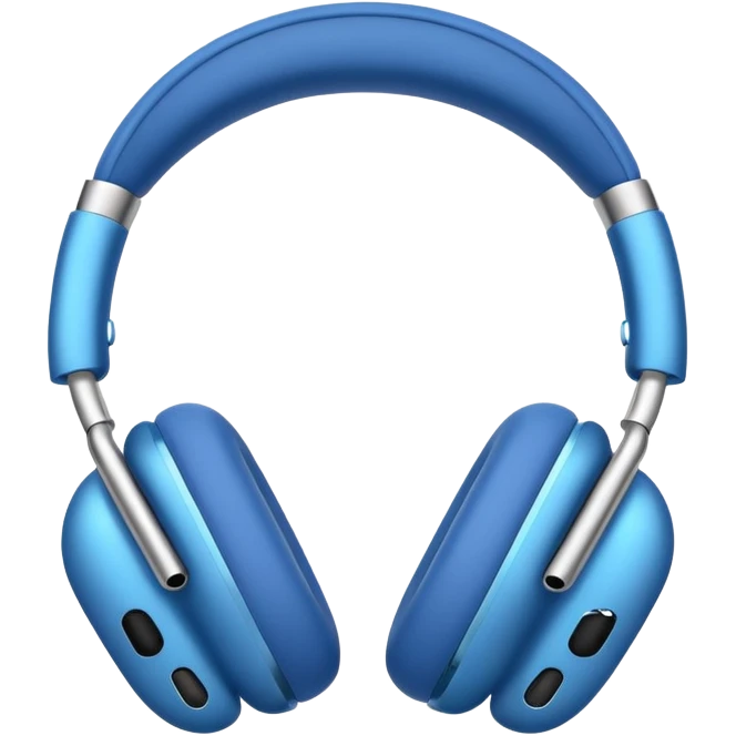blue AirPods Max headphones with music notes emoji