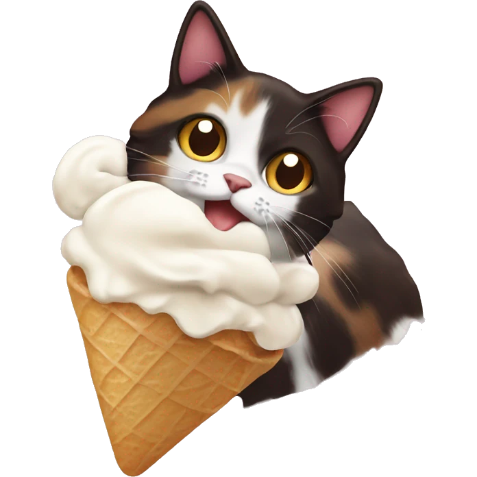Icecream with calico cat emoji
