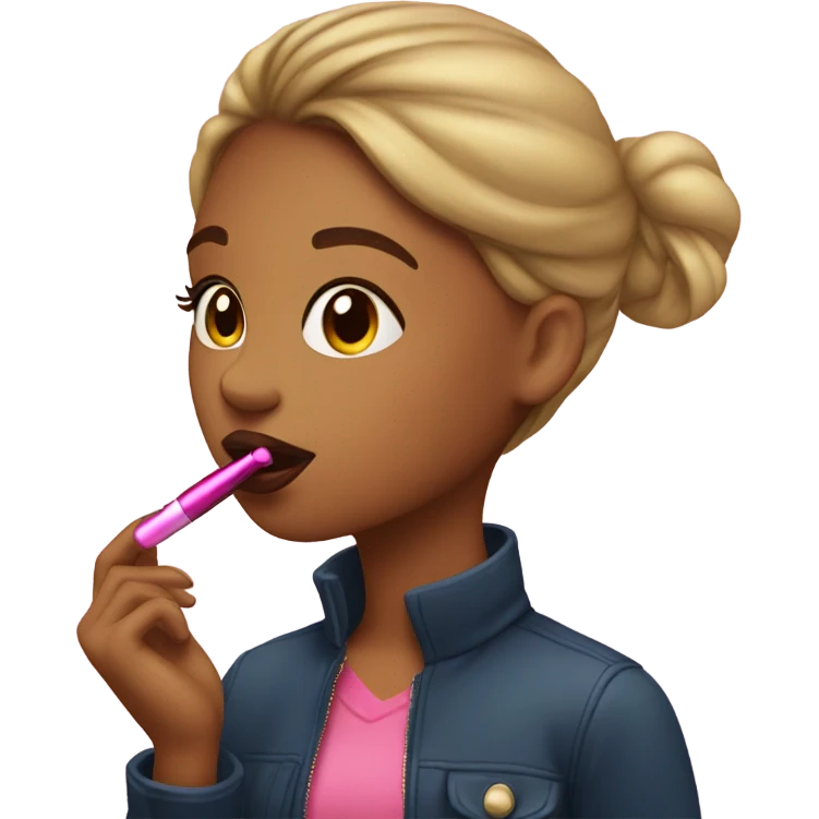 A girl putting on lipgloss emoji