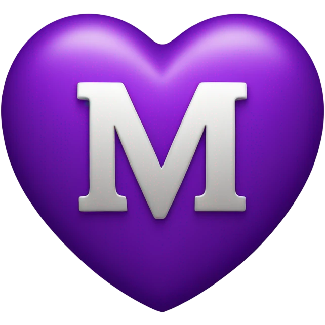 purple heart with letter m in the middle emoji