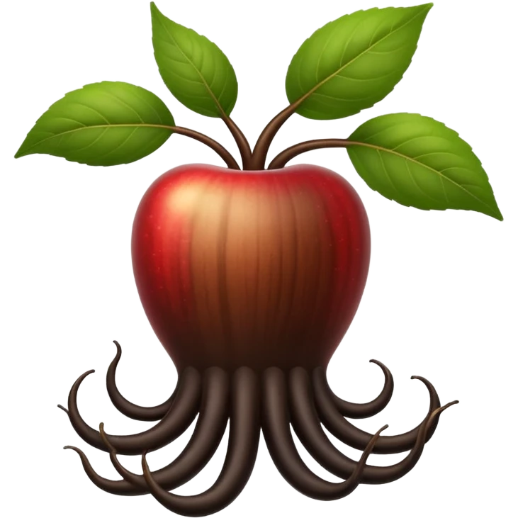 A beautifully arranged black ginseng root (heuksam), in Apple iPhone emoji style. Dark brown-black glossy color, subtle texture on the root, elegant curves, vibrant but natural tones, smooth gradients, clean simple shapes, no outlines, slight 3D depth.
 emoji