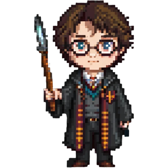 Harry Potter holding a wand emoji