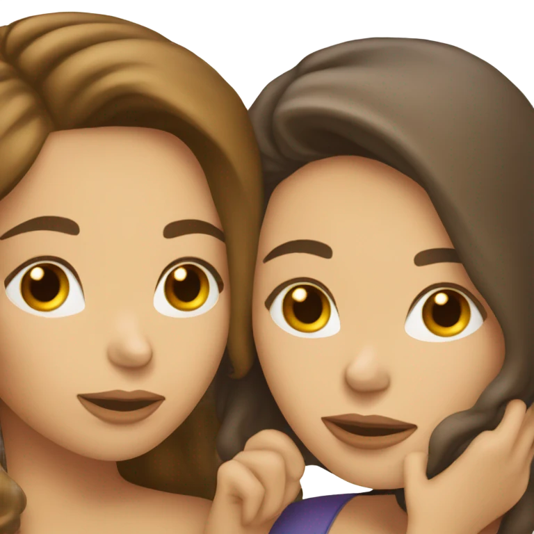 two  brunette caucasians kissing  emoji