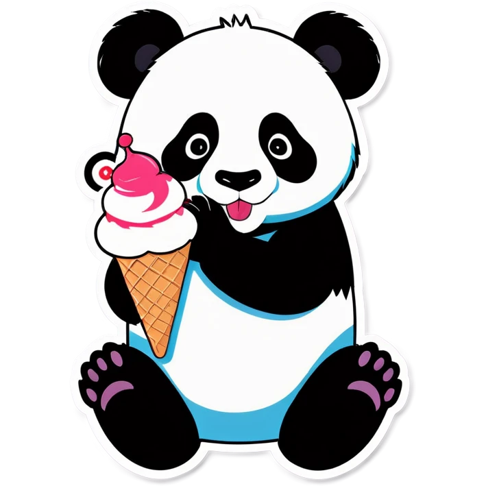 Panda eating ice cream emoji