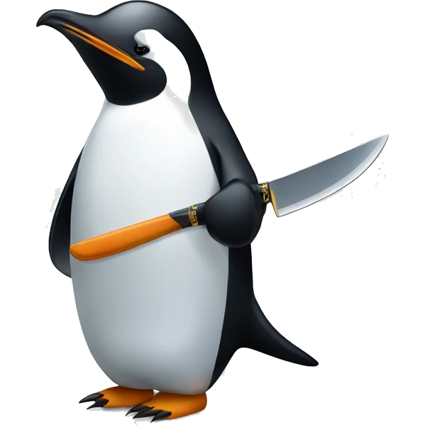 Penguin holding a knife emoji