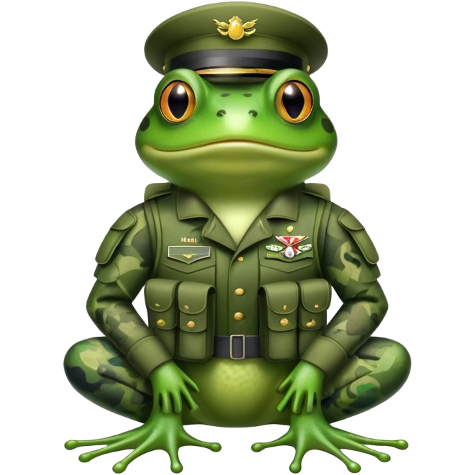 A frog with military gear emoji
