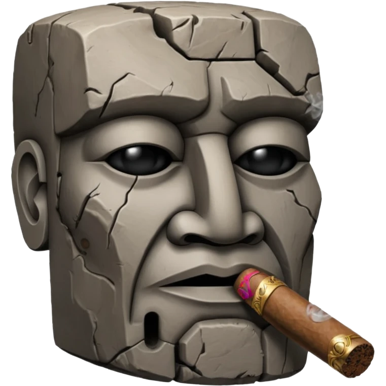Blocky Easter island head smoking cigar emoji