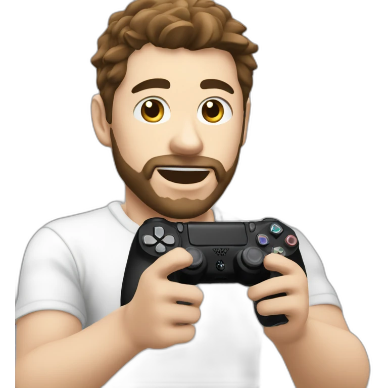 Homme blanc avec cheveux noir en train de jouer avec manette ps4 emoji