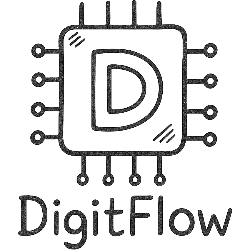 hand-drawn tech icon for DigitFlow, playful yet professional emoji