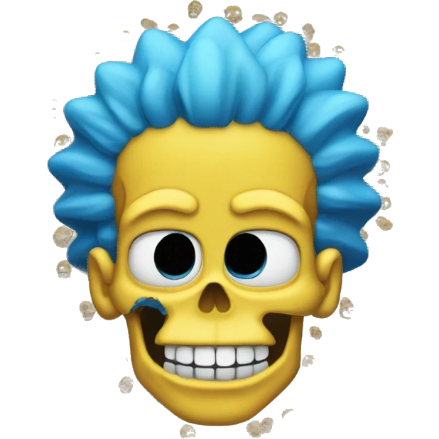 skull with bart simpson hair that's the same color as the skull with blue eyes emoji