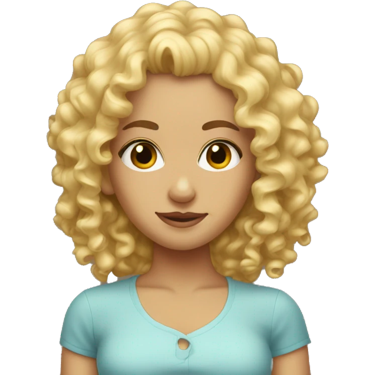 blonde curly girl with very big forehead  emoji