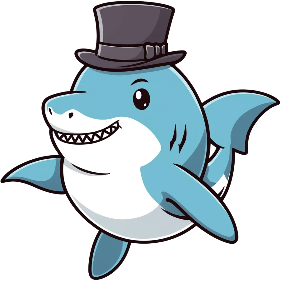 Shark with a top hat emoji