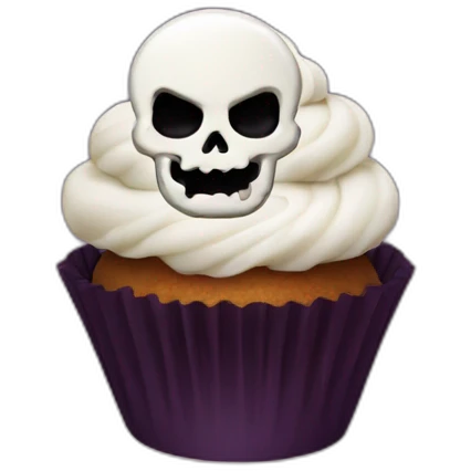 Happy Halloween skull cupcake emoji