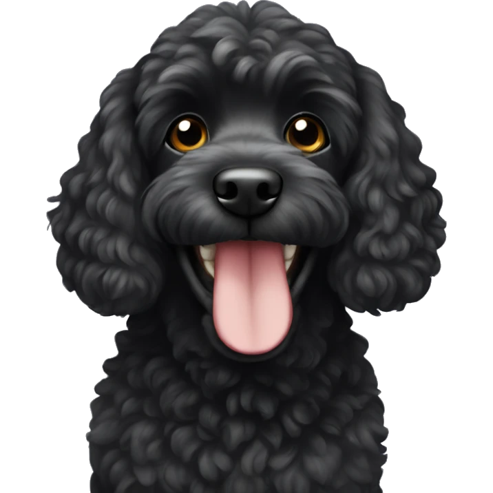 black cockapoo smiling  emoji