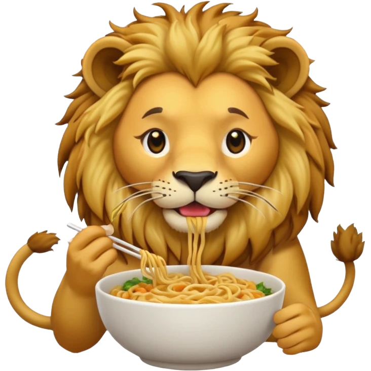 lion eating noodle emoji