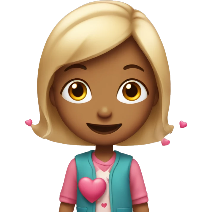 Qute smiley girl with hearts emoji