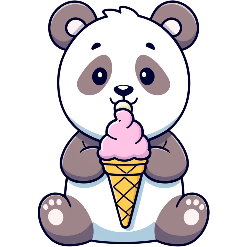 Panda eating ice cream emoji