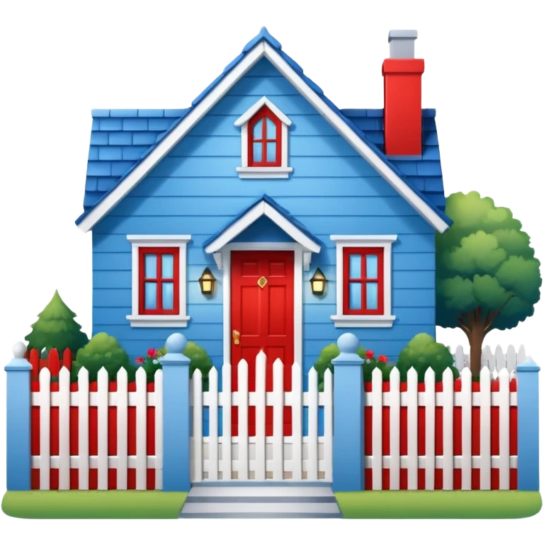 Blue house cute emoji